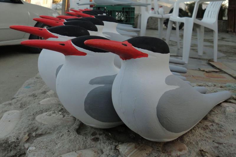 Seabird decoys are used to attract real birds to return to Baja California islands to nest. - photo © NOAA Fisheries