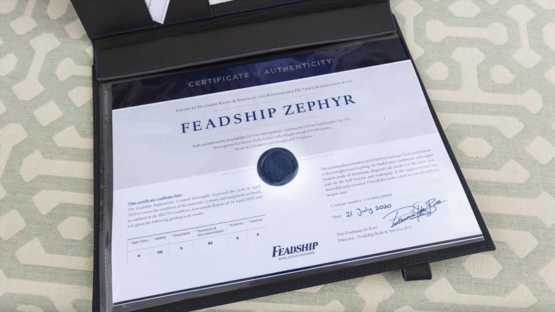Feadship Authentication Certificate photo copyright Feadship taken at 