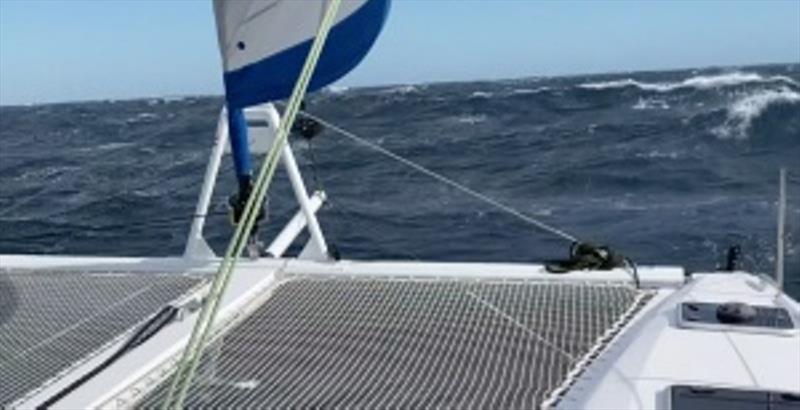 Sailing fast in 43 knots of wind and absolutely stable photo copyright Jimmy Cornell taken at 