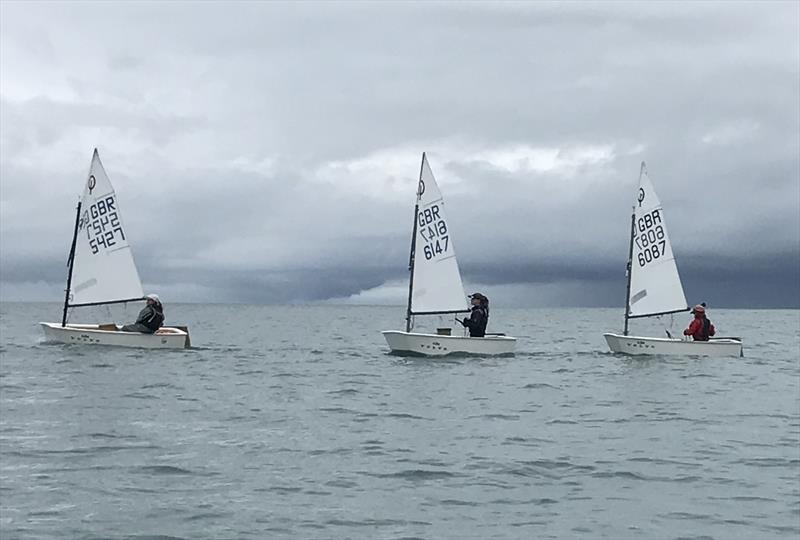 Ellie Thomas (centre) during the RYA Welsh Zone Championships photo copyright RYA Cymru Wales taken at Fishguard Bay Yacht Club and featuring the Optimist class