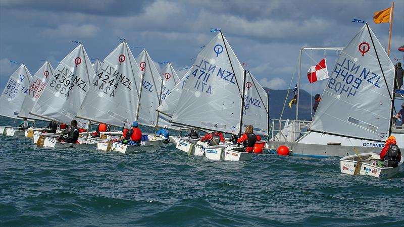 Silver fleet start - Day 6 - 2019 Toyota New Zealand Optimist National Championships, Murrays Bay, April 2019 photo copyright Richard Gladwell taken at Murrays Bay Sailing Club and featuring the Optimist class