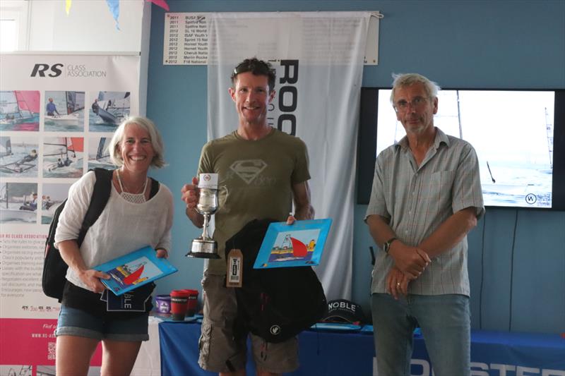 Winners Emma and Luke McEwen with Race Officer David Charlton after the Noble Marine RS800 Nationals at Brighlingsea - photo © William Stacey