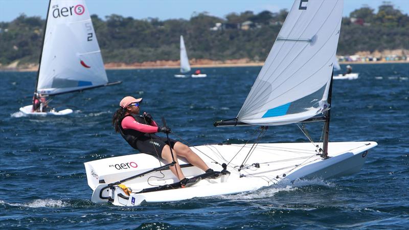 Sarah Muto during the RS Aero Australian Nationals photo copyright RS Sailing taken at Mount Martha Yacht Club and featuring the RS Aero 5 class