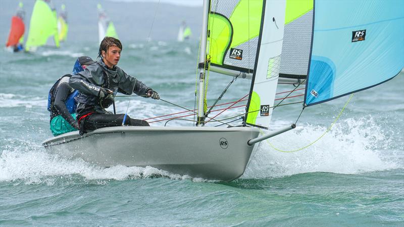 RS Feva offers a fast ride downwind - essential to keep young sailors in the sport - RS Feva Nationals, Torbay SC, March 2019 photo copyright Richard Gladwell taken at Torbay Sailing Club and featuring the RS Feva class