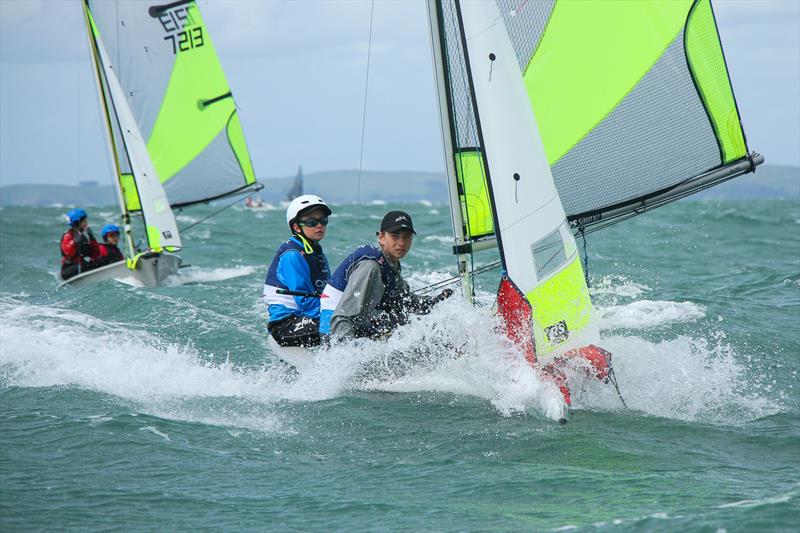 RS Feva holds up well in tough NZ conditions - RS Feva Nationals, Torbay SC, March 2019 photo copyright Richard Gladwell taken at Torbay Sailing Club and featuring the RS Feva class