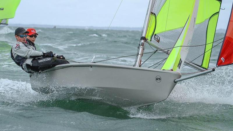 Onshore breezes provide plenty of exciting rides 2019 RS Feva Nationals  Torbay SC, Auckland  photo copyright Richard Gladwell / Sail-World.com taken at Torbay Sailing Club and featuring the RS Feva class