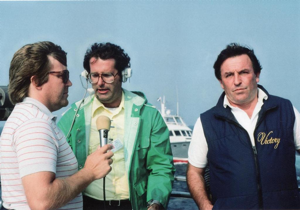 Stan Zemanek, Brian Wallin and Bob Fisher as Australia II sails off to a 3min 14s record win in Race 3 of the 1983 Match - 12 Metres - America’s Cup - photo © Paul Darling Photography Maritime Productions www.sail-world.com/nz