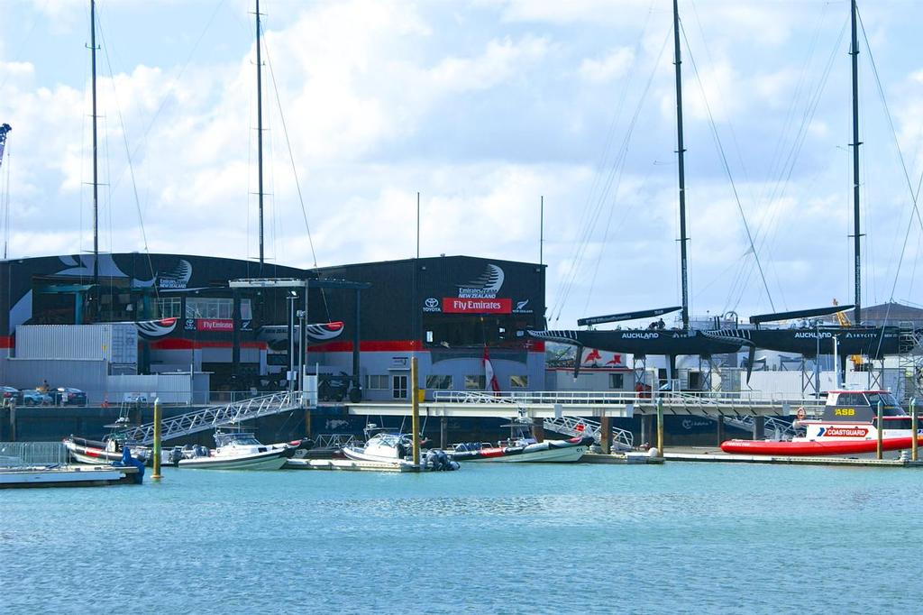 From the S-W Archives: Louis Vuitton Pacific Series - 2009 - The former IACC class yachts in front of the now former Alingi and Emirates Team NZ base - photo © Richard Gladwell www.photosport.co.nz
