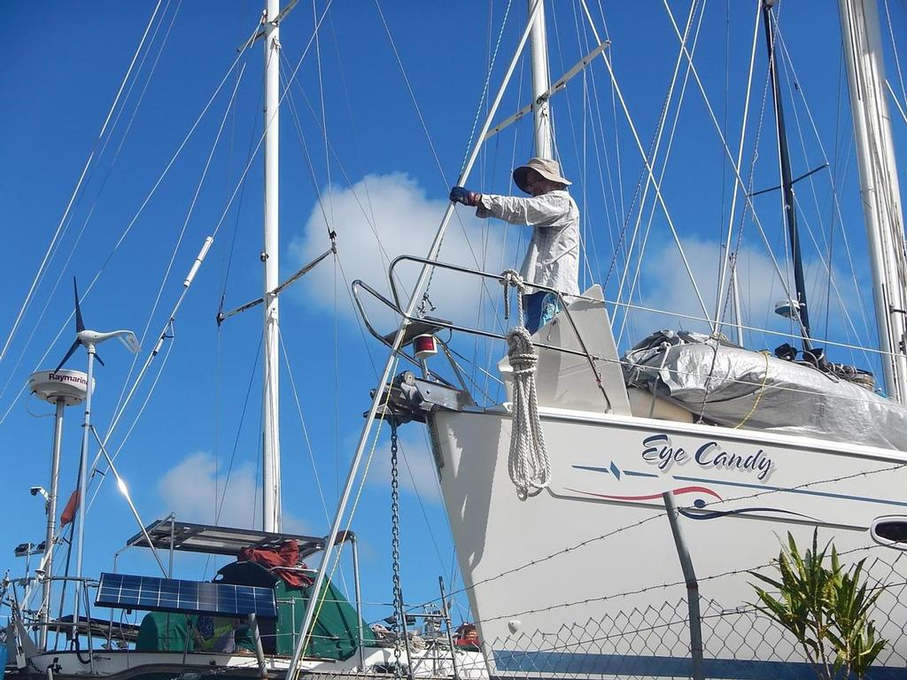 Refitting the fore-stay photo copyright Freedom and Adventure taken at  and featuring the  class
