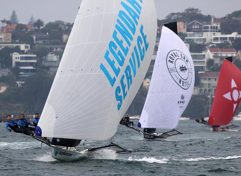 Appliancesonline.com.au takes second place behind Smeg in race 4 of the 18ft Skiff Spring Championship on Sydney Harbour photo copyright Frank Quealey taken at Australian 18 Footers League and featuring the 18ft Skiff class