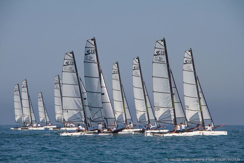SL16 fleet during the 2014 ISAF Youth Worlds in Tavira - photo © ISAF