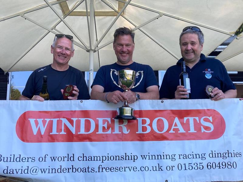 (l-r) Innes Armstrong 2nd, Centre is Martin Honnor 1st, Right is Chris Brown 3rd at the Ogston Solo Open photo copyright Justine Davenport taken at Ogston Sailing Club and featuring the Solo class