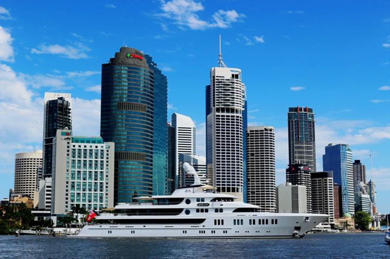 MY Aurora on the Brisbane River photo copyright Rivergate Marina & Shipyard taken at  and featuring the Superyacht class