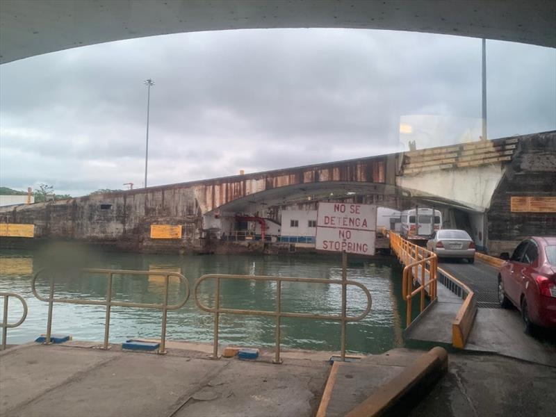 Our first glimpse of canal workings on the run to Colon - photo © SV Taipan