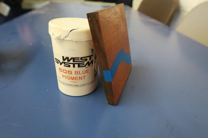 Here one student has experimented with WEST SYSTEM 505 Blue Pigment to make a coaster photo copyright Wessex Resins & Adhesives taken at  and featuring the  class