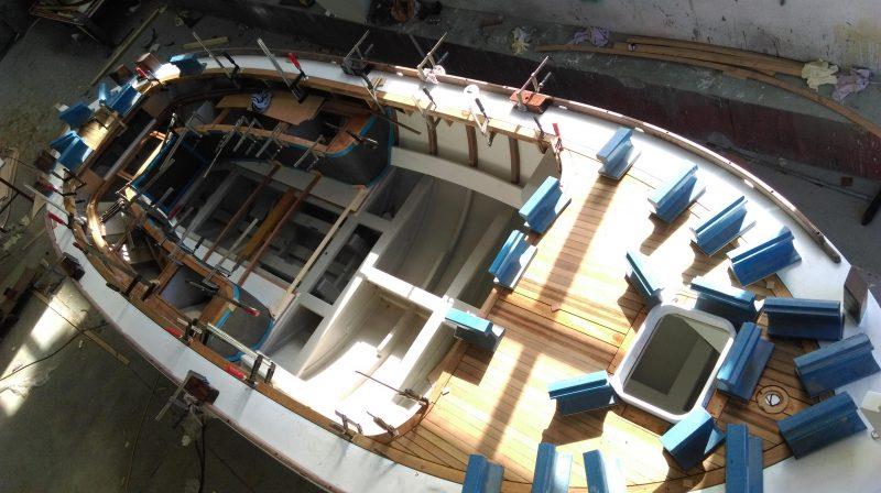 Note the proliferation of clamps. There never seem to be enough on a boat building project photo copyright Wessex Resins & Adhesives taken at  and featuring the  class