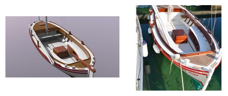 Original 3D computer design compared with the finished boat - photo © Wessex Resins & Adhesives