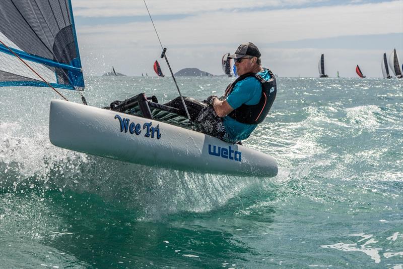 Andy Duffield sailed his Weta Wee Tri to a big win - Airlie Beach Race Week photo copyright Shirley Wodson taken at Whitsunday Sailing Club and featuring the Weta class